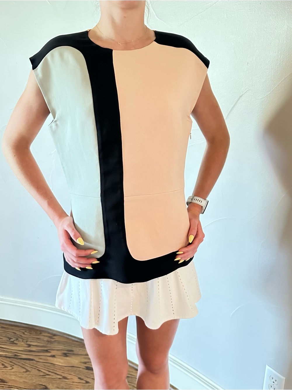 MARNI Wool & Silk Colorblock Blush Pink & Black Top Size 44🌸